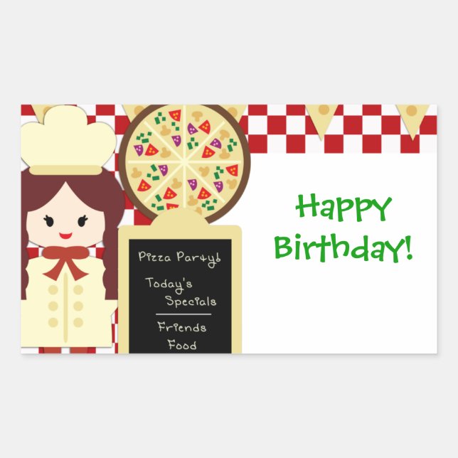 KRW Pizza Joyeux Sticker fille fête d'anniversaire (Devant)