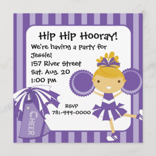 KRW Purple Pom-pom girl Invitation à la fête d'ann