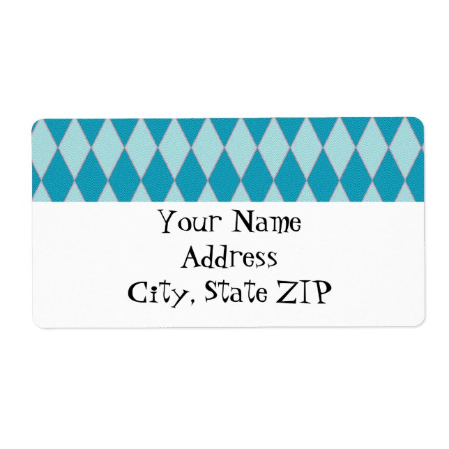 KRW Retro Blue Diamond Étiquette d'expédition pers (Devant)