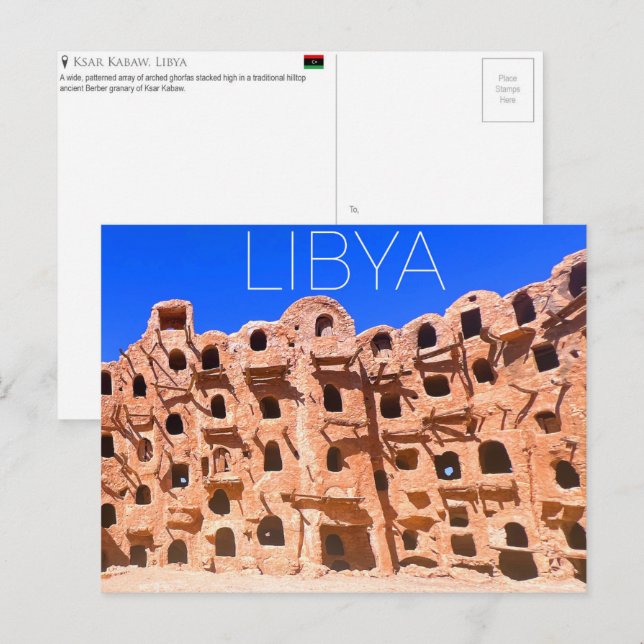 Ksar Kabaw, carte postale de voyage en Libye (Devant / Derrière)