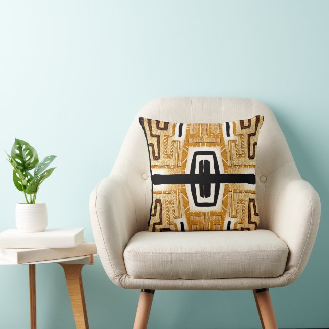 Kuba Cloth Géométrique • Coussin de jet Africain H (Chaise)