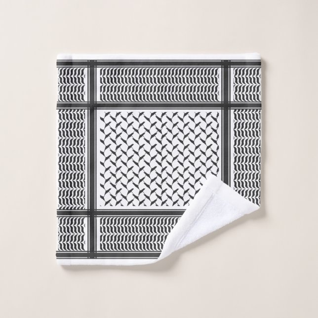 Kuffiya en Jordanie noir et blanc (Gant de toilette)
