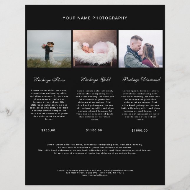 Kundenspezifisch Modern Simpel Foto Preisliste (Devant)