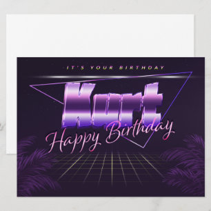 Kurt nom prénom violet rétro carte anniversaire