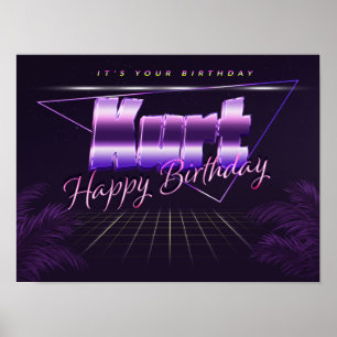 Kurt Nom Vorname lila retro Poster Geburtstag