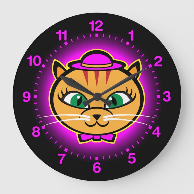 Kutey Kat, horloge murale en ruban violet pour enf (Recto)