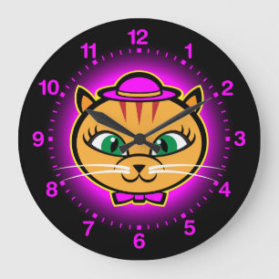Kutey Kat, horloge murale ruban violet pour enfant