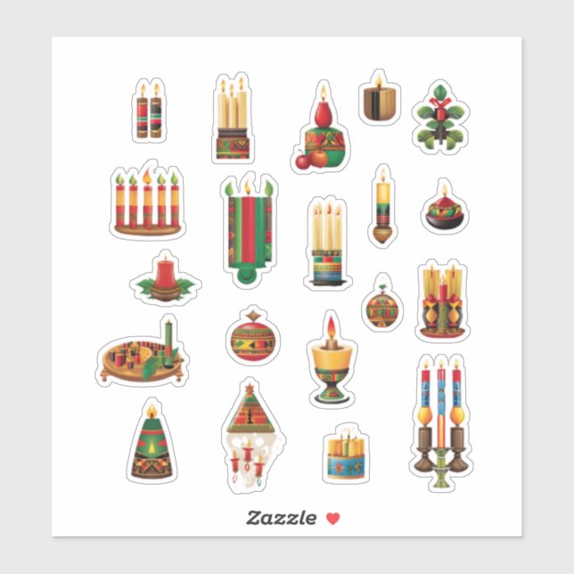 Kwanzaa conçoit des autocollants en vinyle de 8 po (Feuille)