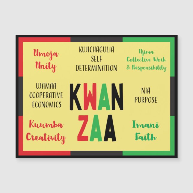 Kwanzaa moderne 7 Principes Vert Rouge Noir (Devant)
