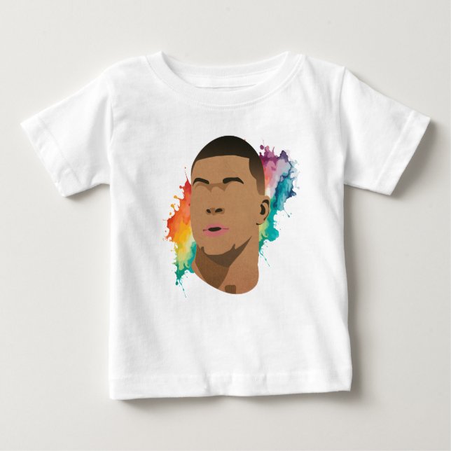 Kylian Mbappe Aquarelle arc-en-ciel T-shirt enfant (Devant)