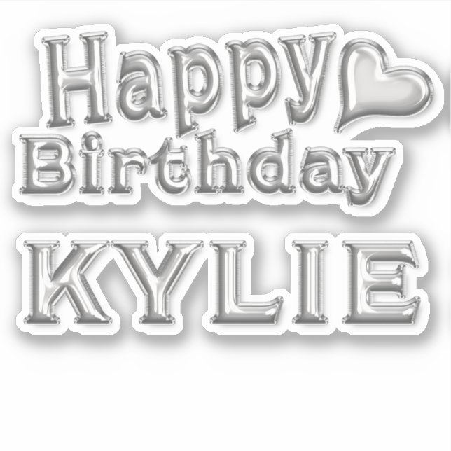 Kylie Happy Birthday silver Aufkleber Sticker (Devant)