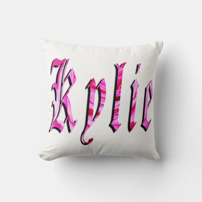 Kylie, Nom, Logo, Coussin À Throw Blanc. (Recto)