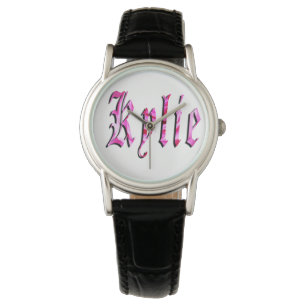 Kylie, Nom, Logo, Femmes Montre En Cuir Noir.
