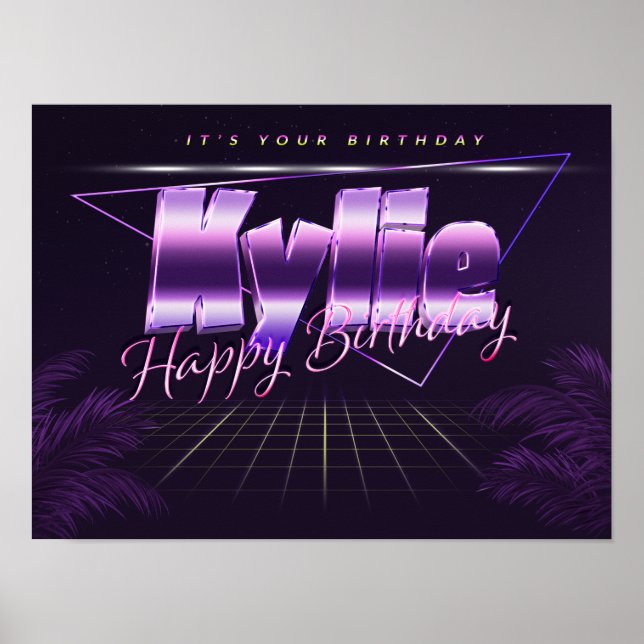 Kylie Nom Vorname lila retro Poster Geburtstag (Devant)