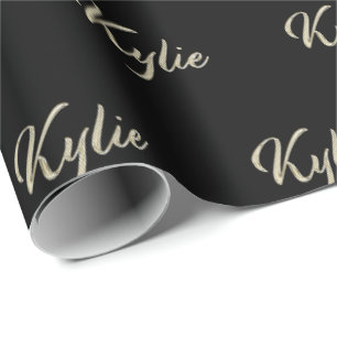 Kylie papier cadeau écriture blanc or