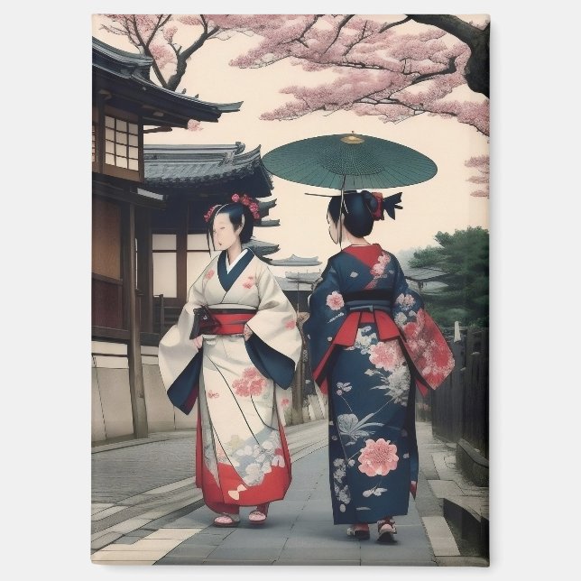 Kyoto Kimono Spring Walk Magnet (Recto)