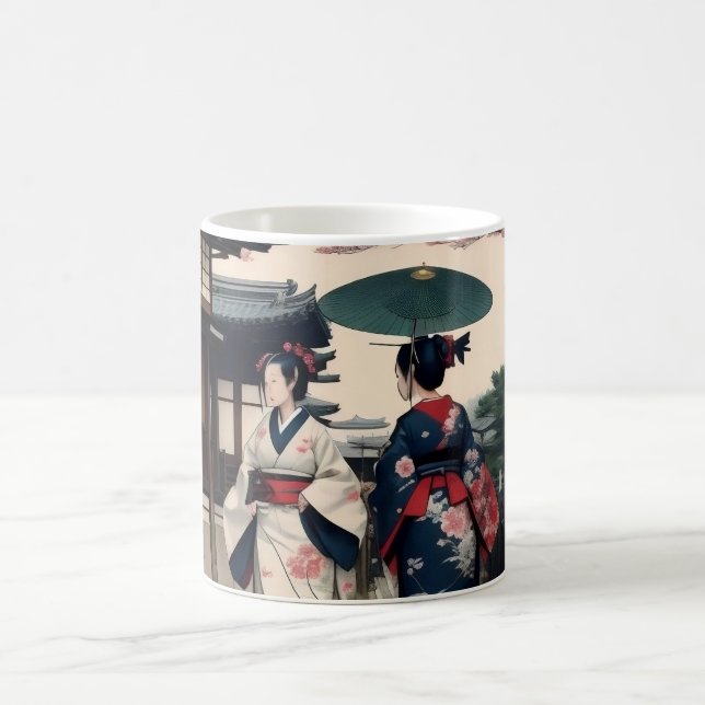 Kyoto Spring Walk Kimono Mug – Cherry Blossom Scen (Centre)