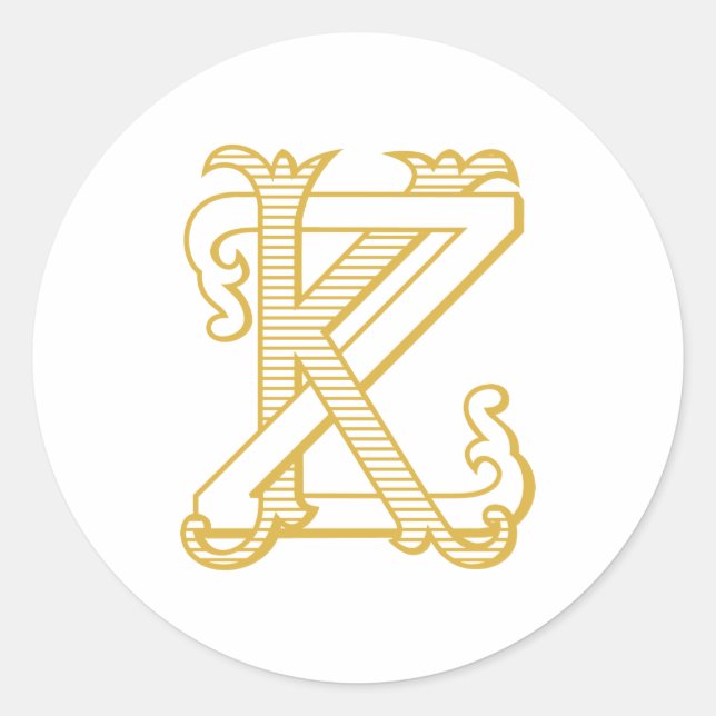 KZ ou ZK Monogram vintage antiquité autocollant en (Devant)