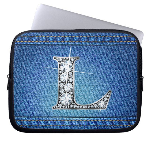 L Faux "Diamond" Denim Stitch Sac électronique (Devant)