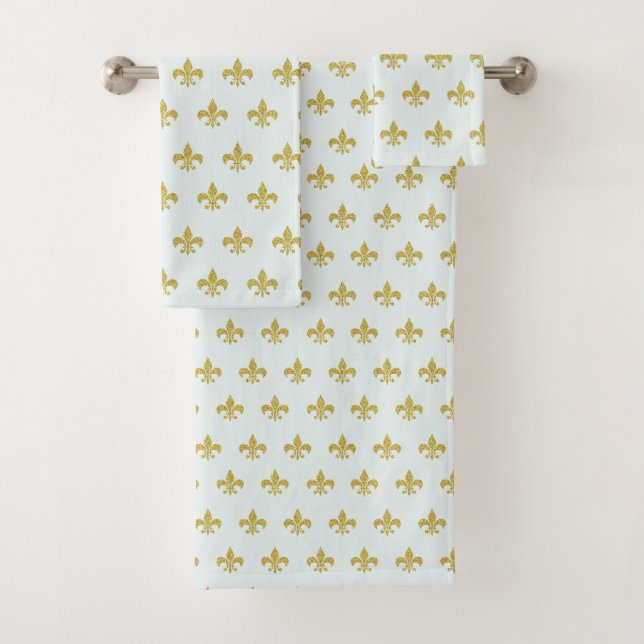 L@@K ! - Jolie Aqua Gold Fleur de Lis Motif (En situation)