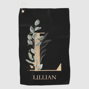 L Monogram Floral Serviette de golf personnalisée