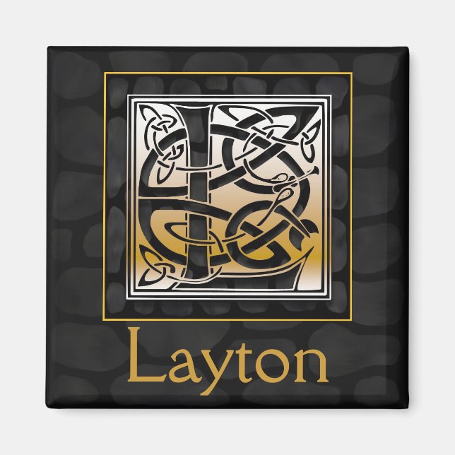 L Nom Monogramme "Pierre noire celtique" Magnet Ca (Devant)