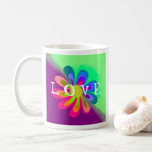 L O V E et P E A C E Mug à café à fleurs