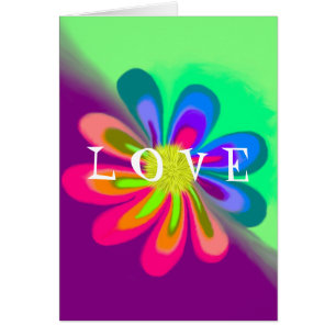 L O V E Flower Blank Grey Card