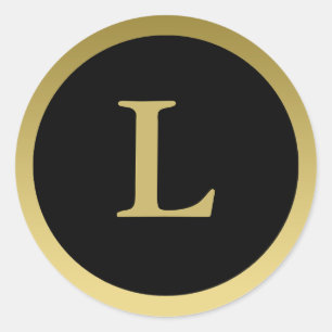 L :: Stickers Monogram L Elegant Gold et Black