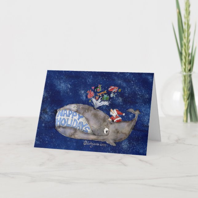 La baleine souhaite la carte de Noël bonnes fêtes (Devant)