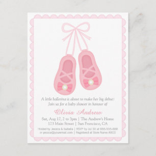 La ballerine rose chausse des invitations de baby