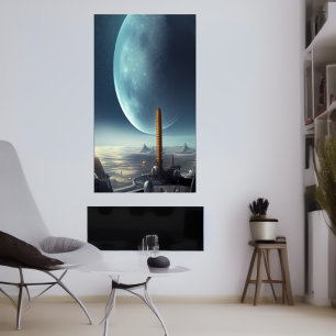 La base d'un monde alien   AI Art Poster