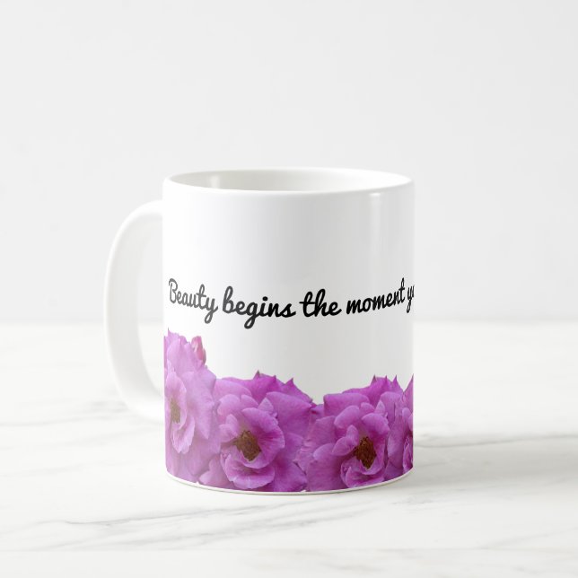 La beauté commence - Inspirationnelle Mug Floral (Devant gauche)