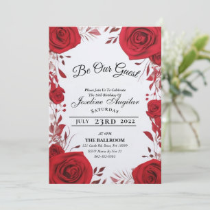 La beauté et la bête douce 16 Invitations Roses