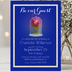 La Belle et la Bête Rose Magique sur Invitation Bl