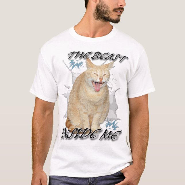 La bête en moi drôle de t-shirt de chat de meme (Devant)