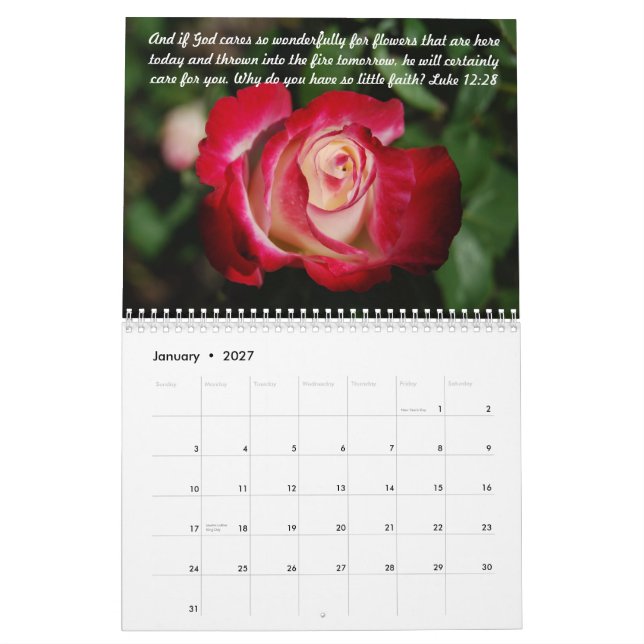 La bible rose exprime le calendrier en vers 2016 (Jan 2027)