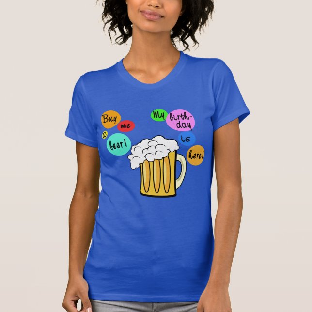La bière colorée bouillonne T-shirt d'anniversaire (Devant)