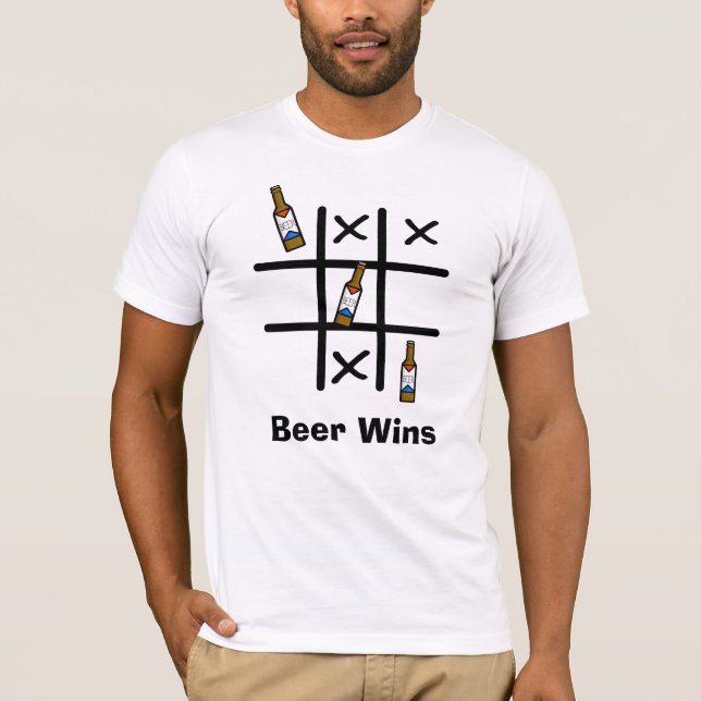 La bière drôle gagne Tic Tac Toe T-Shirt (Devant)