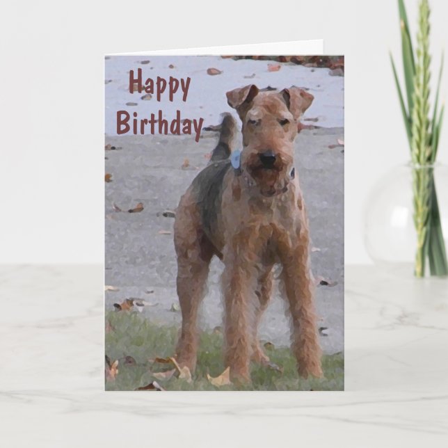 La BV carte d'anniversaire mignonne d'Airedale (Devant)