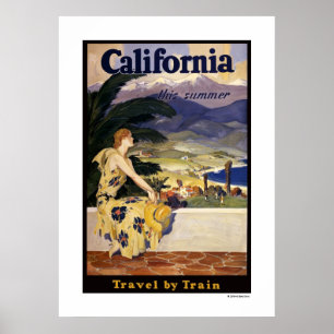 La Californie cet été. Affiche Voyage en train
