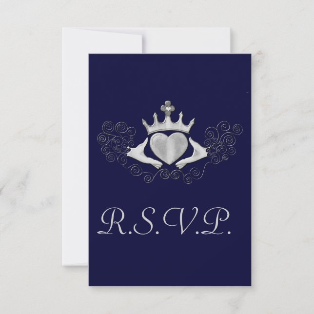 La carte Claddagh R.S.V.P (Argent) (Devant)