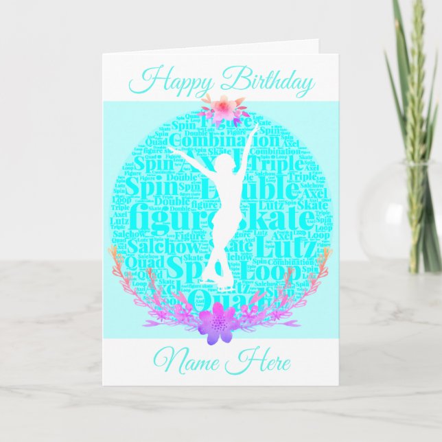 La carte d'anniversaire de patinage artistique (Devant)