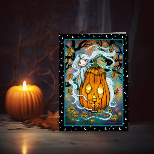 La carte d'art Halloween du fantôme et de la citro