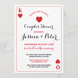 La carte de jeu couple l'invitation du Roi Queen
