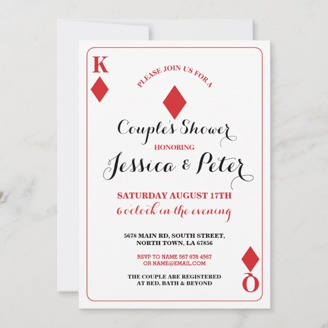 La carte de jeu couple l'invitation du Roi Queen (Devant)