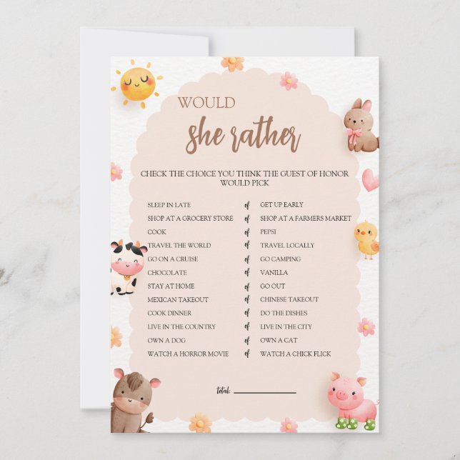 La carte de jeu pour maman plutôt Baby shower (Devant)