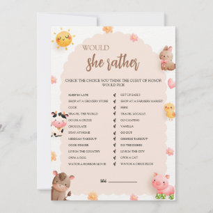 La carte de jeu pour maman plutôt Baby shower