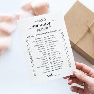 La carte de jeu pour maman plutôt Baby shower