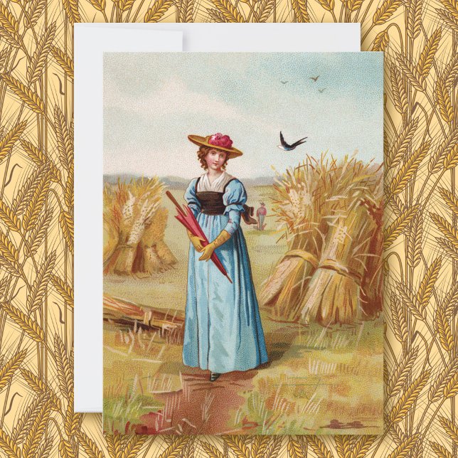 La carte de la femme dans le champ de blé (Créateur téléchargé)